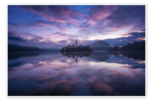Poster Lake Bled at sunrise, Slovenia