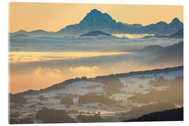 Acrylic print Traunstein above sea of fog at sunrise - Martin Wasilewski