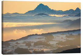 Lienzo Traunstein above sea of fog at sunrise - Martin Wasilewski