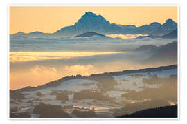 Obraz Traunstein above sea of fog at sunrise - Martin Wasilewski