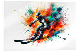 Acrylglasbild Skifahrer mit voller Geschwindigkeit II