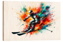 Holzbild Skifahrer mit voller Geschwindigkeit II