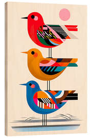Tableau en bois Three birds - nobelart