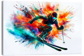 Leinwandbild Skifahrer mit voller Geschwindigkeit I - nobelart