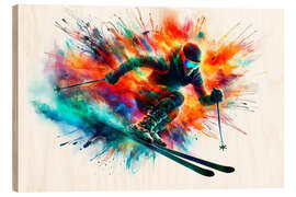 Holzbild Skifahrer mit voller Geschwindigkeit I - nobelart