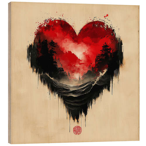Wood print Love Edo