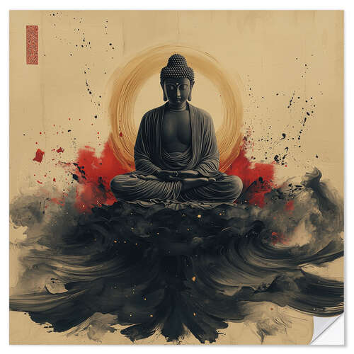 Muursticker Buddha meditation