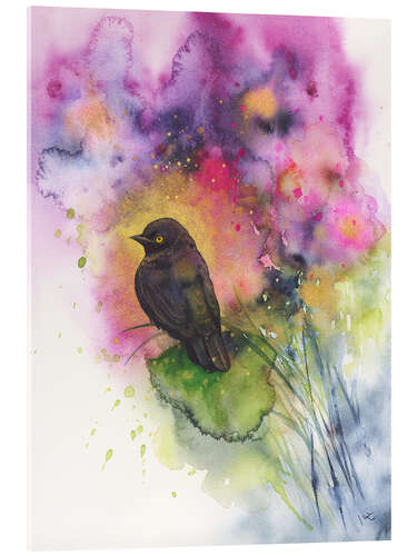 Acrylglasbild Meditation mit Amsel