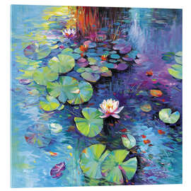 Acrylic print Colourful Water Lilies on a Pond - Leon Devenice