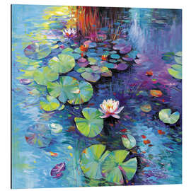 Aluminium print Colourful Water Lilies on a Pond - Leon Devenice
