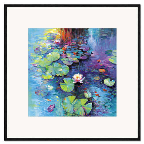 Framed art print Colourful Water Lilies on a Pond
