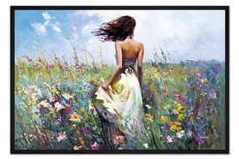 Gerahmter Kunstdruck Bunte Wildblumen in voller Blüte