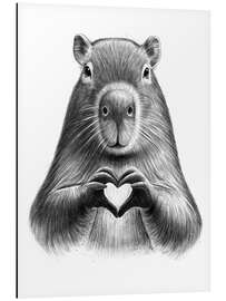 Aluminium print Capybara with heart