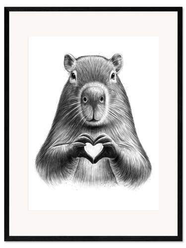 Stampa artistica con cornice Capybara with heart