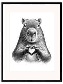 Gerahmter Kunstdruck Capybara mit Herz