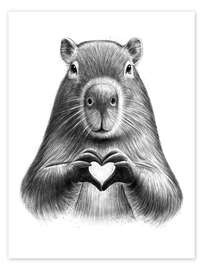 Wall print Capybara with heart - Nikita Korenkov