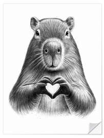 Wandsticker Capybara mit Herz