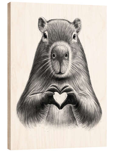 Cuadro de madera Capybara with heart