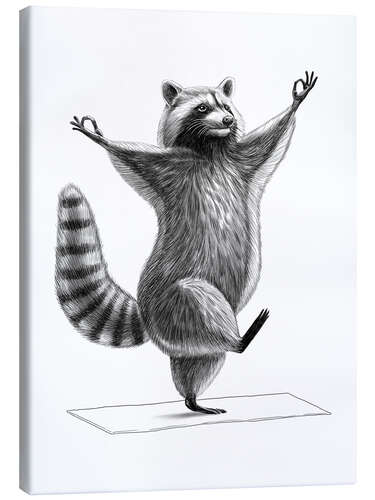 Leinwandbild Waschbär macht Yoga