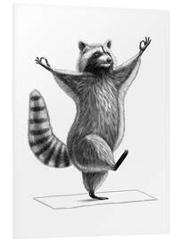 Hartschaumbild Waschbär macht Yoga