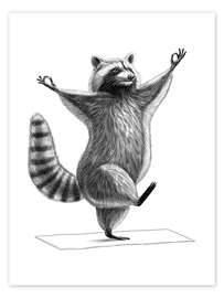 Wall print Raccoon doing yoga - Nikita Korenkov