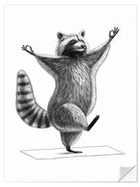 Wandsticker Waschbär macht Yoga