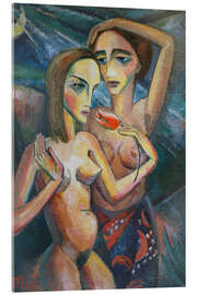 Acrylglasbild Zwei Mädchen mit Tulpe, 1921 - Dorothea Maetzel-Johannsen