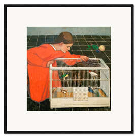 Framed art print Silvia with birdcage - Brocia Koller Pinell, 1907