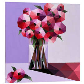 Alubild Rote Rosen auf Lila - Maria Tuzhilkina