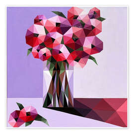 Tableau Red Roses on Purple - Maria Tuzhilkina