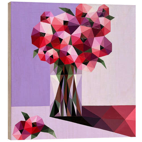 Cuadro de madera Red Roses on Purple