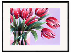 Gerahmter Kunstdruck Rote Tulpen in einer Vase