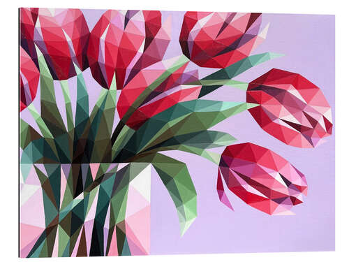 Stampa su plexi-alluminio Red Tulips in a Vase