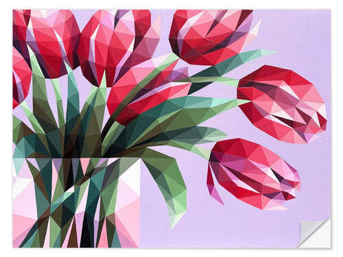Adesivo murale Red Tulips in a Vase
