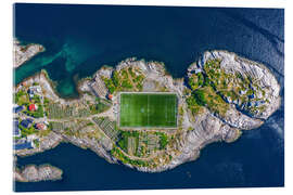 Acrylic print Aerial view, Henningsvaer with football stadium, Lofoten