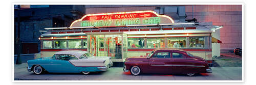 Poster Diner with vintage cars in St. Paul, Minneapolis