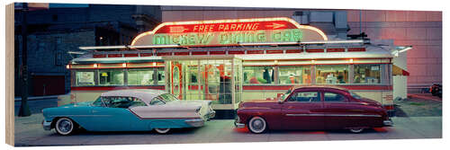 Tableau en bois Diner with vintage cars in St. Paul, Minneapolis