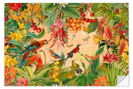 Selvklebende plakat Tropical Summer Garden Fruits