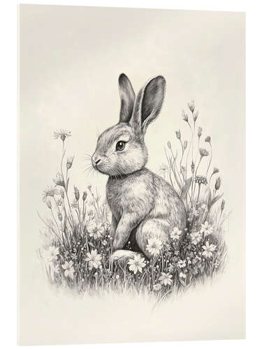 Akrylglastavla Vintage Easter Bunny Sketch