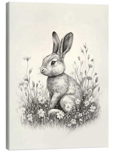 Canvas print Vintage Easter Bunny Sketch
