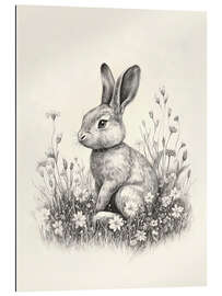 Tableau en plexi-alu Vintage Easter Bunny Sketch