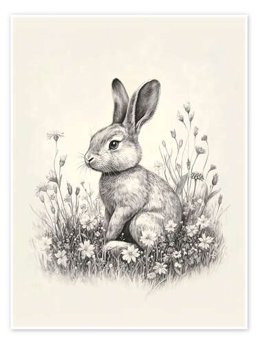 Poster Vintage Easter Bunny Sketch