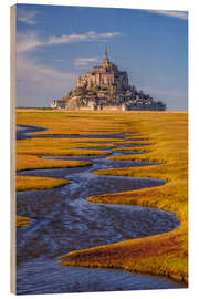 Wood print World Heritage Site Mont Saint Michel - Achim Thomae