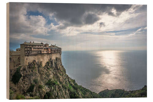 Quadro de madeira Orthodox monastery built on the cliff with sea view