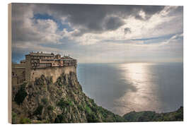 Quadro de madeira Orthodox monastery built on the cliff with sea view - George Pachantouris