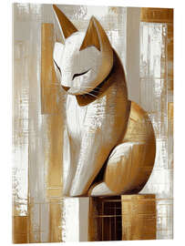 Tableau en verre acrylique Golden Kitty