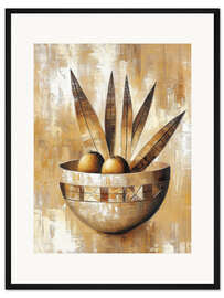 Gerahmter Kunstdruck Stillleben mit Palmblatt