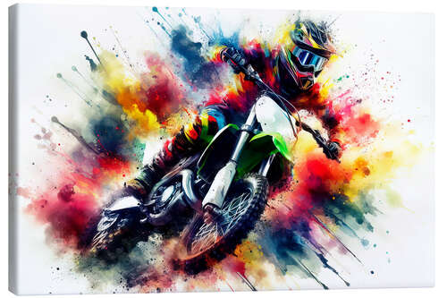 Leinwandbild Motocross-Rennen in der Staubwolke I