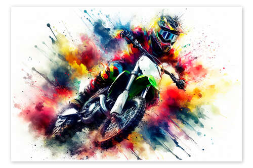 Poster Motocross race in the dust cloud I