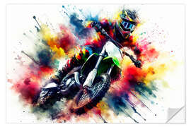 Wandsticker Motocross-Rennen in der Staubwolke I